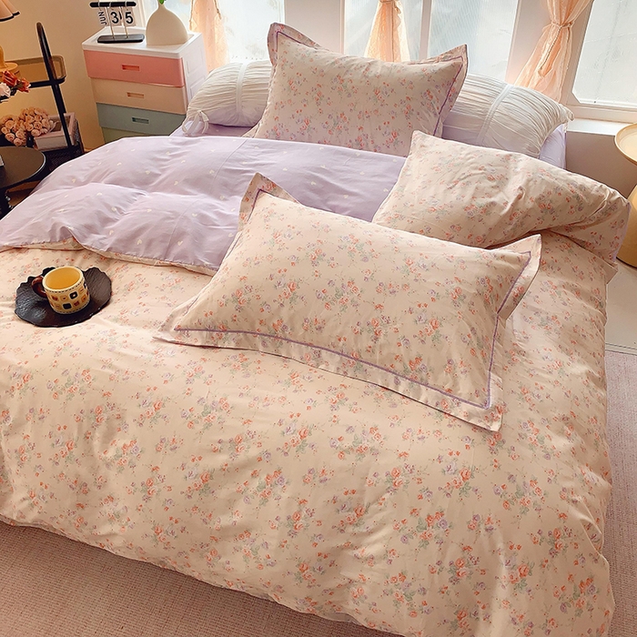 91家纺网 家纺一手货源 找家纺 2025新款亲肤舒适小清新全棉四件套 语曼