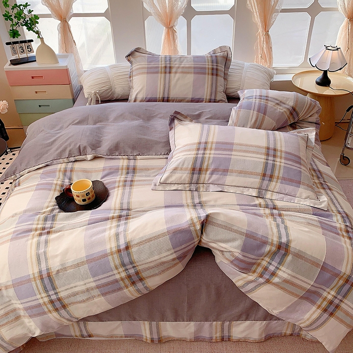 91家纺网 家纺一手货源 找家纺 2025新款亲肤舒适小清新全棉四件套 青春格调