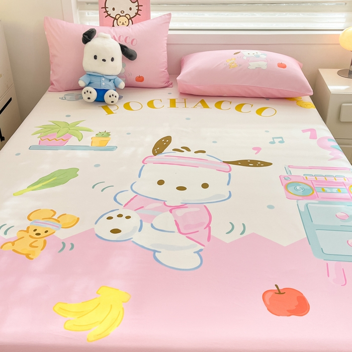 91家纺网 家纺一手货源 找家纺 暮思家居 2025新款正版授权三丽鸥大阪全棉数码印花纯棉单品床笠（第二批） A版-活力帕恰狗