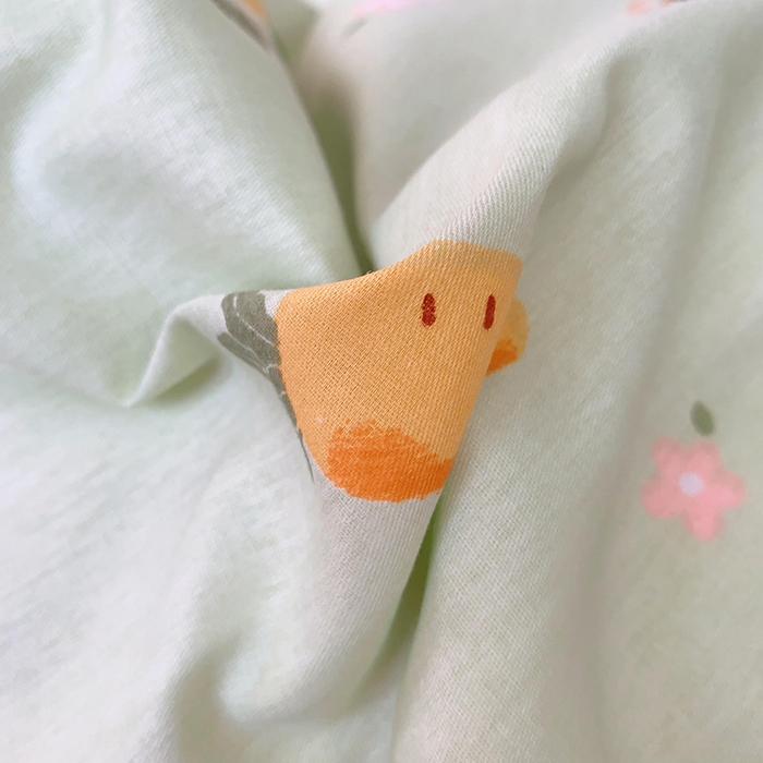 91家纺网 家纺一手货源 找家纺 2025新款亲肤舒适小清新全棉四件套小号标准都有 萝卜蹲绿