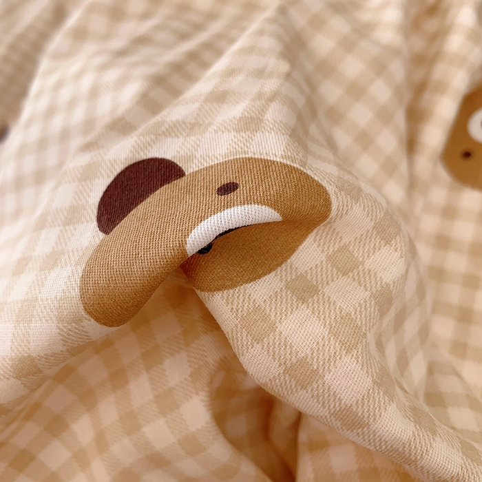 91家纺网 家纺一手货源 找家纺 2025新款亲肤舒适小清新全棉四件套小号标准都有 小浣熊咖