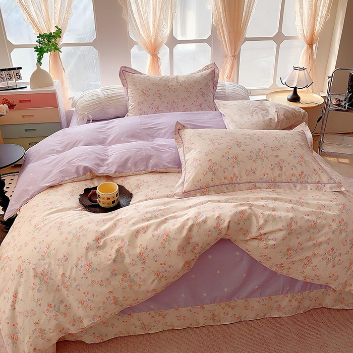 91家纺网 家纺一手货源 找家纺 2025新款亲肤舒适小清新全棉四件套 语曼