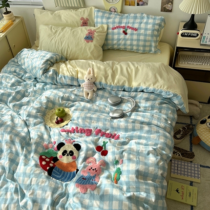 91家纺网 家纺一手货源 找家纺 （总）原素 2025新款萌到心窝窝的毛巾绣四件套