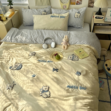 原素 2025新款萌到心窝窝的毛巾绣四件套 萌萌希高地