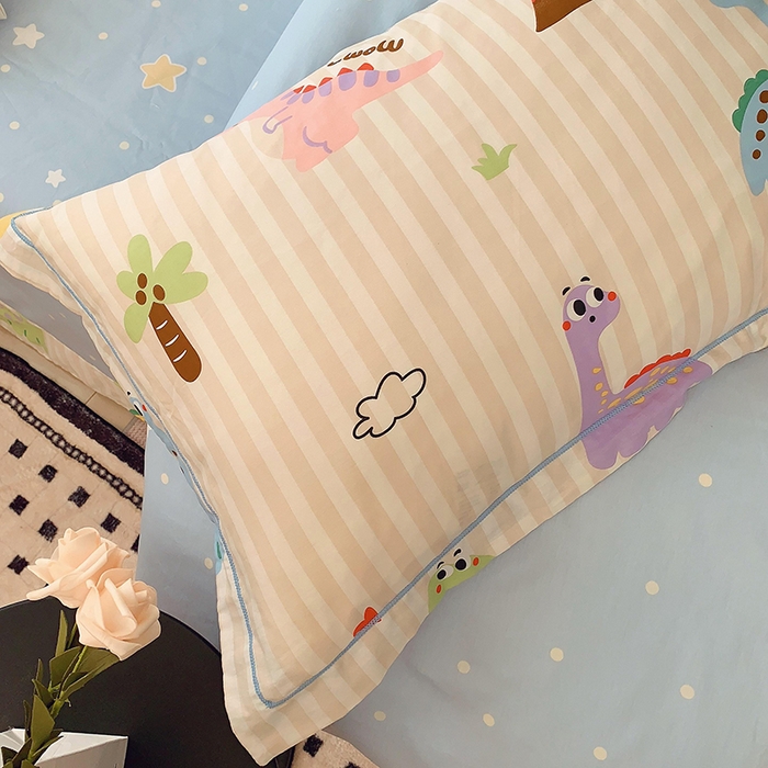 91家纺网 家纺一手货源 找家纺 2025新款亲肤舒适小清新全棉四件套小号标准都有 多彩恐龙