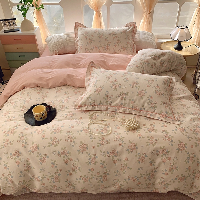 91家纺网 家纺一手货源 找家纺 2025新款亲肤舒适小清新全棉四件套 伊甸园