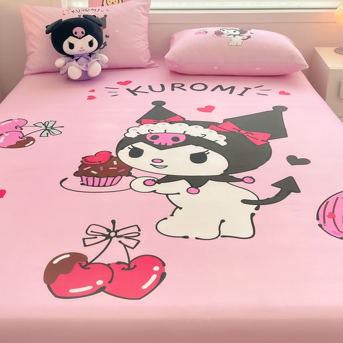 91家纺网 家纺一手货源 找家纺 暮思家居 2025新款正版授权三丽鸥大阪全棉数码印花纯棉单品床笠（第二批） A版-美味库洛米