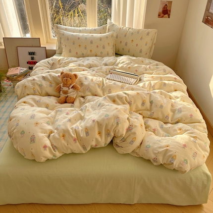 雅居纺家纺 2025新款全棉双层纱四件套 铅笔屋