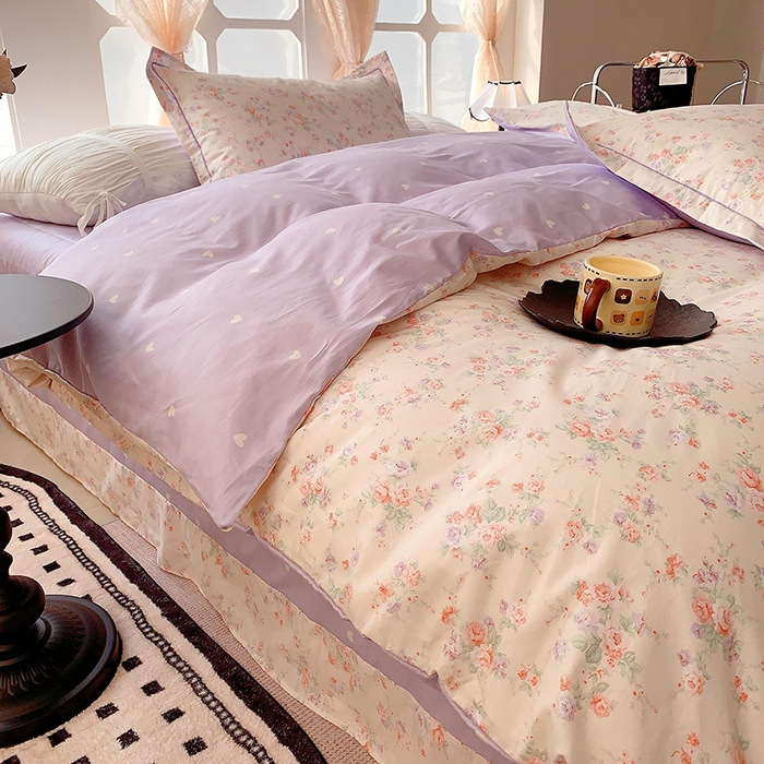 91家纺网 家纺一手货源 找家纺 2025新款亲肤舒适小清新全棉四件套 语曼