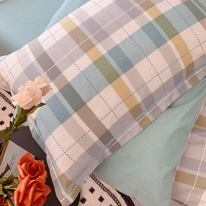 91家纺网 家纺一手货源 找家纺 2025新款亲肤舒适小清新全棉四件套小号标准都有 西格蓝