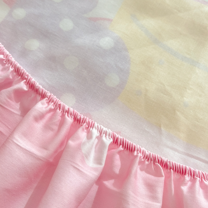 91家纺网 家纺一手货源 找家纺 暮思家居 2025新款正版授权三丽鸥大阪全棉数码印花纯棉单品床笠（第二批） A版-波点美乐蒂