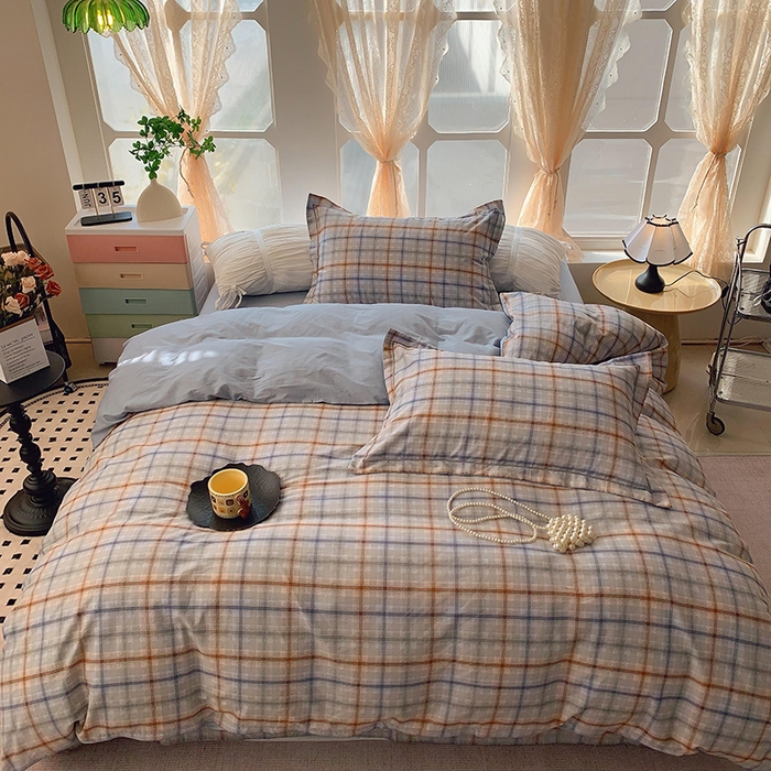 91家纺网 家纺一手货源 找家纺 2025新款亲肤舒适小清新全棉四件套小号标准都有 布罗西亚