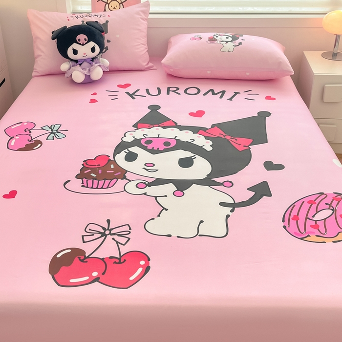 91家纺网 家纺一手货源 找家纺 暮思家居 2025新款正版授权三丽鸥大阪全棉数码印花纯棉单品床笠（第二批） A版-美味库洛米