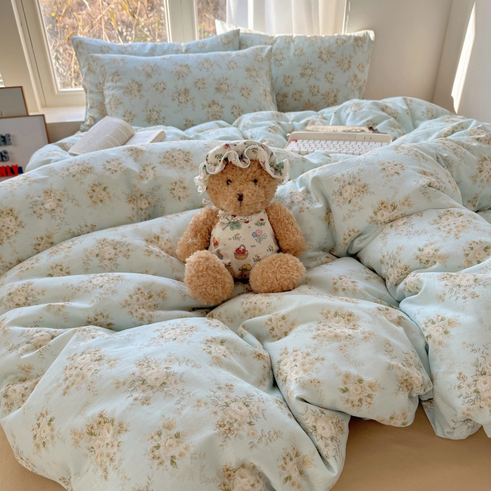 91家纺网 家纺一手货源 找家纺 雅居纺家纺 2025新款全棉双层纱四件套 蔷薇-兰