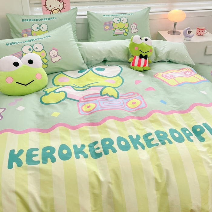 91家纺网 家纺一手货源 找家纺 暮思家居 2025新款正版授权三丽鸥大阪全棉数码印花纯棉四件套（第三批） 大版-可爱大眼蛙