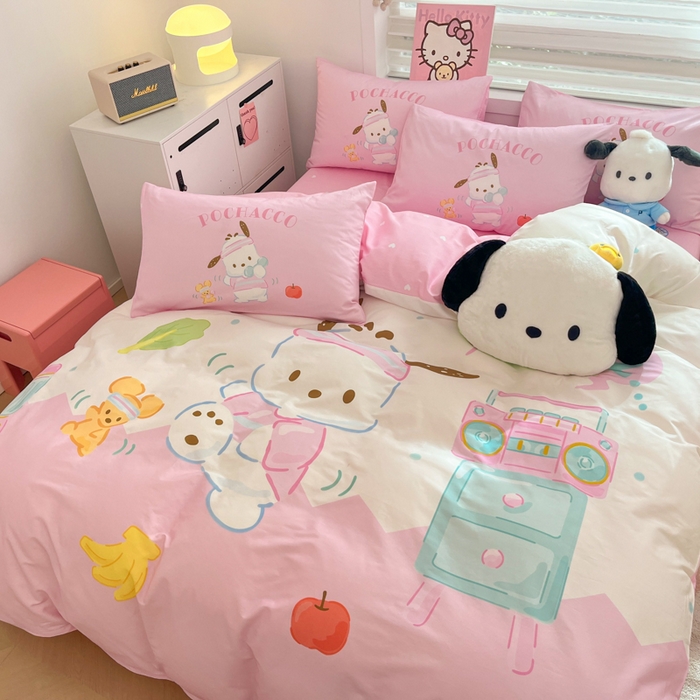 91家纺网 家纺一手货源 找家纺 暮思家居 2025新款正版授权三丽鸥大阪全棉数码印花纯棉四件套（第三批） 大版-活力帕恰狗