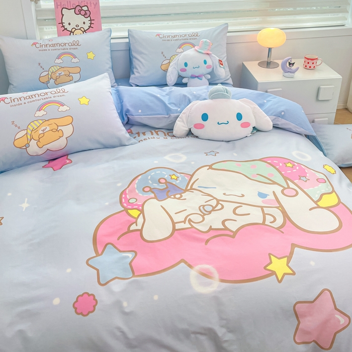 91家纺网 家纺一手货源 找家纺 暮思家居 2025新款正版授权三丽鸥大阪全棉数码印花纯棉四件套（第三批） 大版-彩虹大耳狗