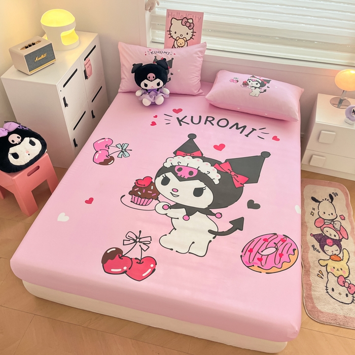 91家纺网 家纺一手货源 找家纺 暮思家居 2025新款正版授权三丽鸥大阪全棉数码印花纯棉单品床笠（第二批） A版-美味库洛米