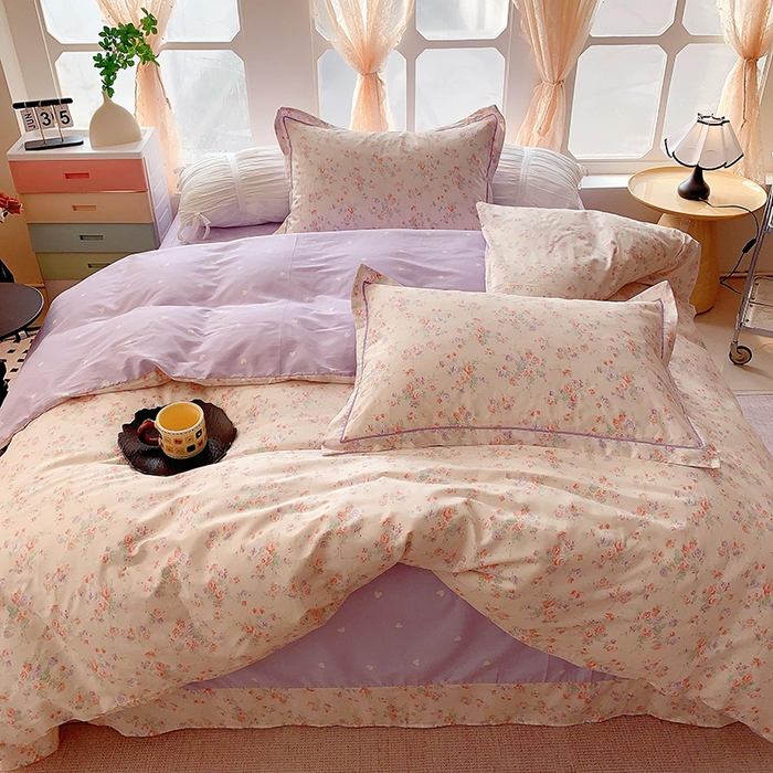 91家纺网 家纺一手货源 找家纺 2025新款亲肤舒适小清新全棉四件套 语曼