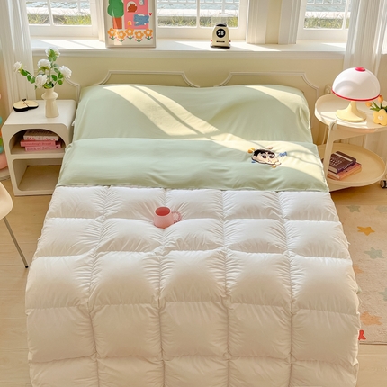 91家纺网 家纺一手货源 找家纺 柒星睡袋 2025新款a类水洗毛巾绣一次性隔脏睡袋 小新豆绿