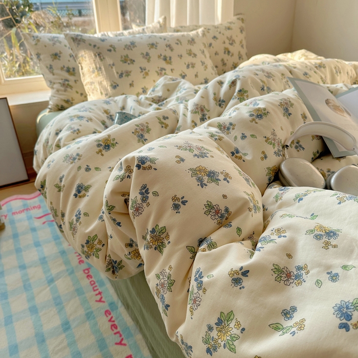 91家纺网 家纺一手货源 找家纺 雅居纺家纺 2025新款全棉双层纱四件套 初夏