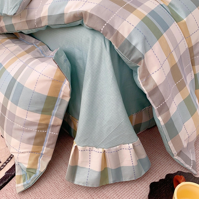 91家纺网 家纺一手货源 找家纺 2025新款亲肤舒适小清新全棉四件套小号标准都有 西格蓝