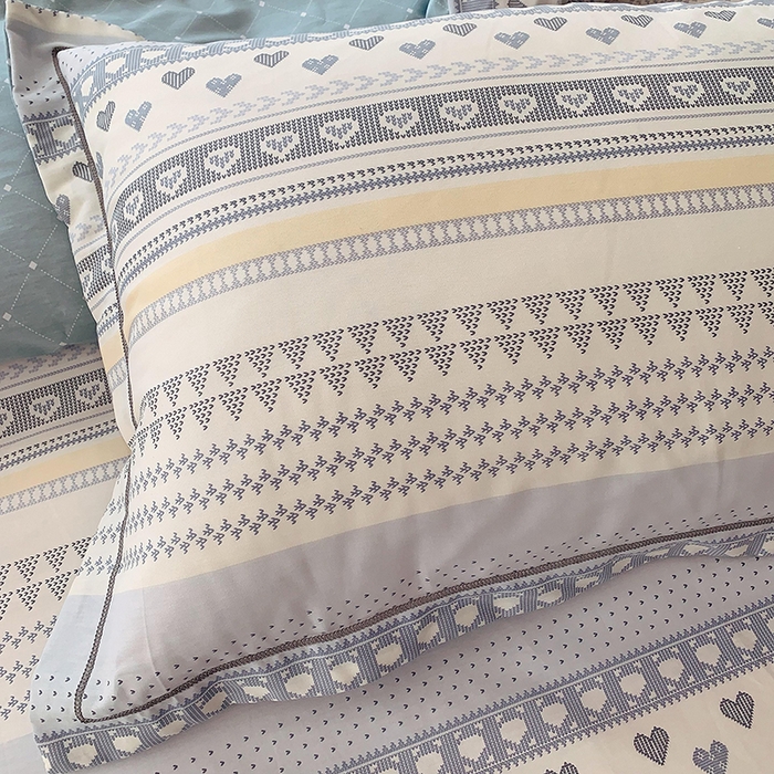 91家纺网 家纺一手货源 找家纺 2025新款亲肤舒适小清新全棉四件套 幸福里蓝