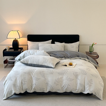 91家纺网 家纺一手货源 找家纺 （总）格里芬家纺 2025新款全棉色织水洗三层纱提花纯棉四件套