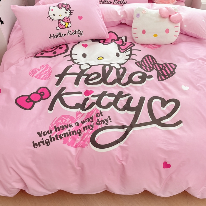 91家纺网 家纺一手货源 找家纺 暮思家居 2025新款正版授权三丽鸥大阪全棉数码印花纯棉四件套（第三批） 大版-凯蒂宝贝