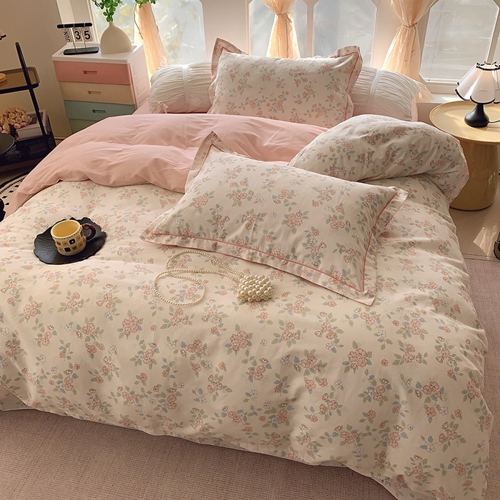 91家纺网 家纺一手货源 找家纺 2025新款亲肤舒适小清新全棉四件套 伊甸园