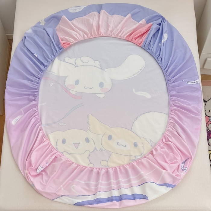 91家纺网 家纺一手货源 找家纺 暮思家居 2025新款正版授权三丽鸥大阪全棉数码印花纯棉单品床笠（第二批） A版-天使大耳狗