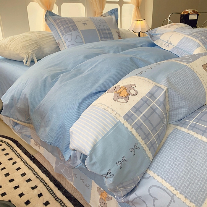 91家纺网 家纺一手货源 找家纺 2025新款亲肤舒适小清新全棉四件套小号标准都有 宠物城