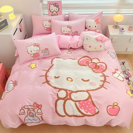 暮思家居 2025新款正版授权三丽鸥大阪全棉数码印花纯棉四件套（第三批） 大版-晚安凯蒂