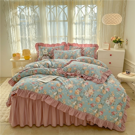 忘忧草 2025新款全棉小清新床裙四件套 花里梦