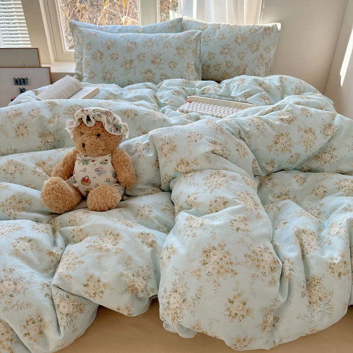 91家纺网 家纺一手货源 找家纺 雅居纺家纺 2025新款全棉双层纱四件套 蔷薇-兰