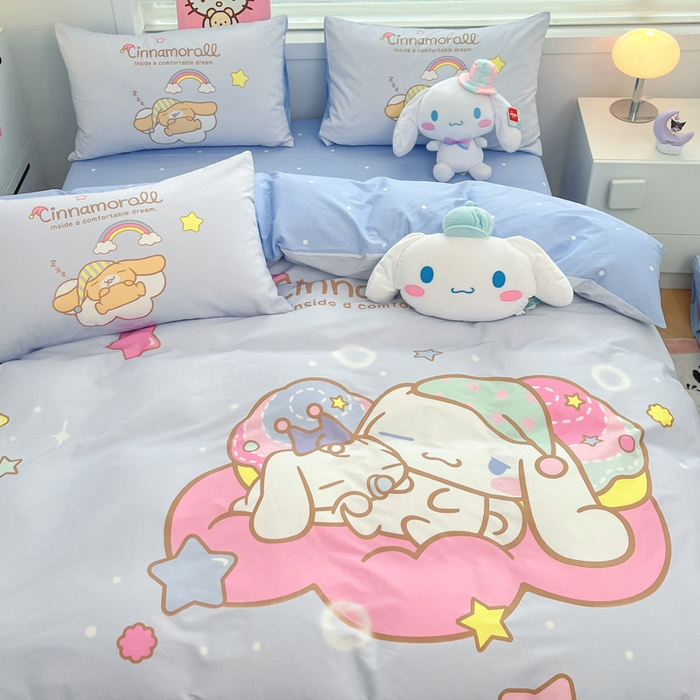 91家纺网 家纺一手货源 找家纺 暮思家居 2025新款正版授权三丽鸥大阪全棉数码印花纯棉四件套（第三批） 大版-彩虹大耳狗