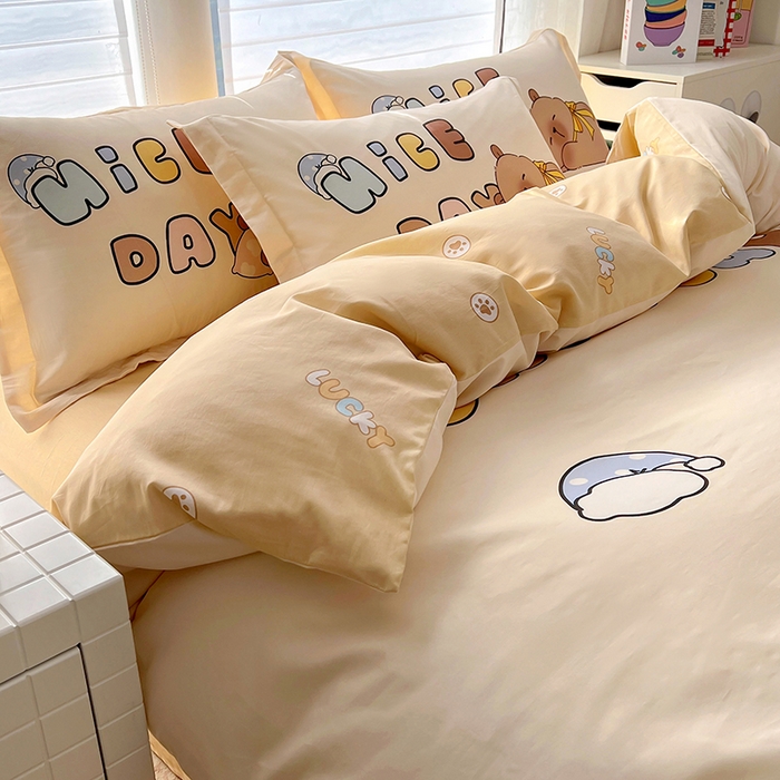 91家纺网 家纺一手货源 找家纺 浩诚 2025新款专版卡皮巴拉纯棉全棉卡通大版四件套-原创水豚卡卡【 提供买家秀 】 睡梦巴拉