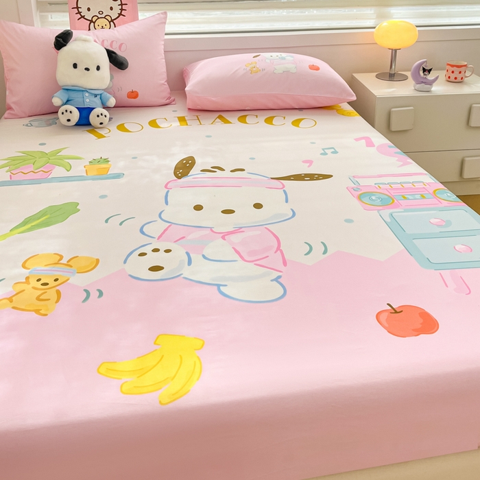 91家纺网 家纺一手货源 找家纺 暮思家居 2025新款正版授权三丽鸥大阪全棉数码印花纯棉单品床笠（第二批） A版-活力帕恰狗