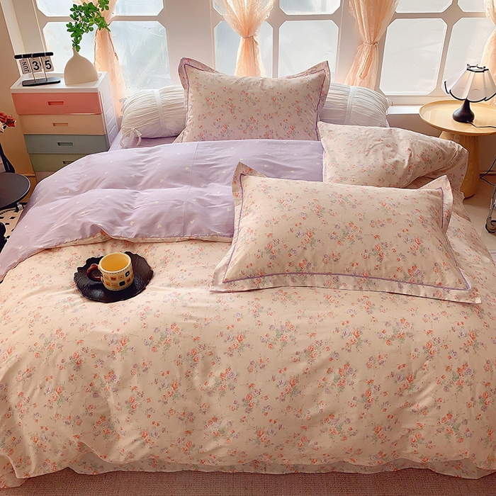 91家纺网 家纺一手货源 找家纺 2025新款亲肤舒适小清新全棉四件套 语曼