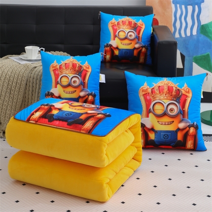 91家纺网 家纺一手货源 找家纺 （总）宝马家纺（原梦童画） 2025新款小黄人牛奶绒数码印花抱枕被