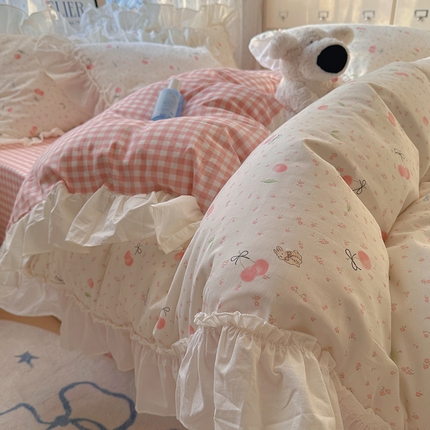 91家纺网 家纺一手货源 找家纺 （总）瑞莱 2025新款全棉韩版花边印花四件套