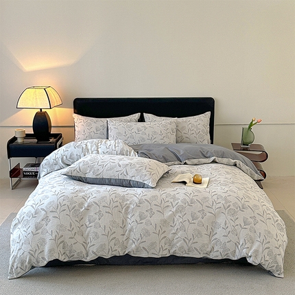 91家纺网 家纺一手货源 找家纺 （总）格里芬家纺 2025新款全棉色织水洗三层纱提花纯棉四件套