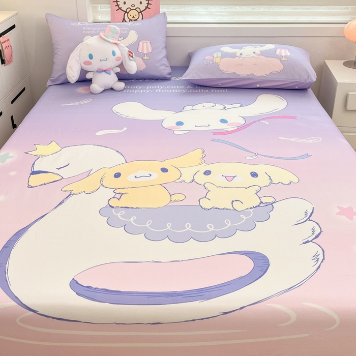 91家纺网 家纺一手货源 找家纺 暮思家居 2025新款正版授权三丽鸥大阪全棉数码印花纯棉单品床笠（第二批） A版-天使大耳狗