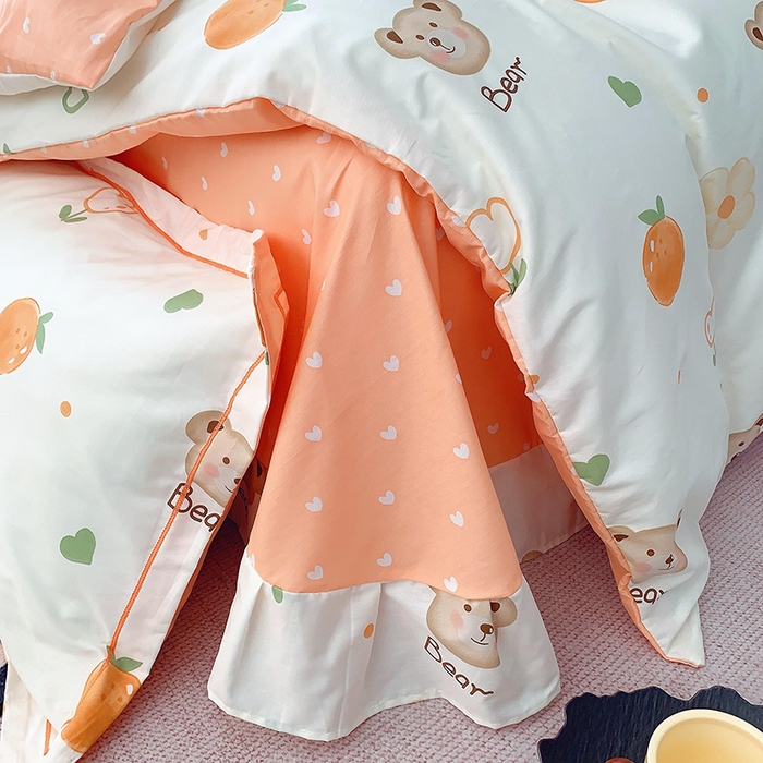 91家纺网 家纺一手货源 找家纺 2025新款亲肤舒适小清新全棉四件套小号标准都有 熊宝乐园