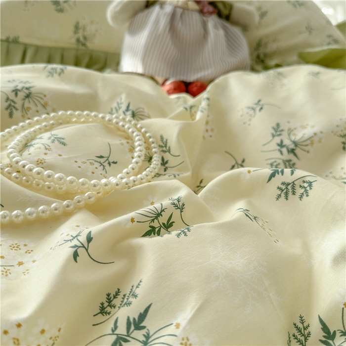 91家纺网 家纺一手货源 找家纺 忘忧草 2025新款全棉小清新床裙四件套 妃子笑