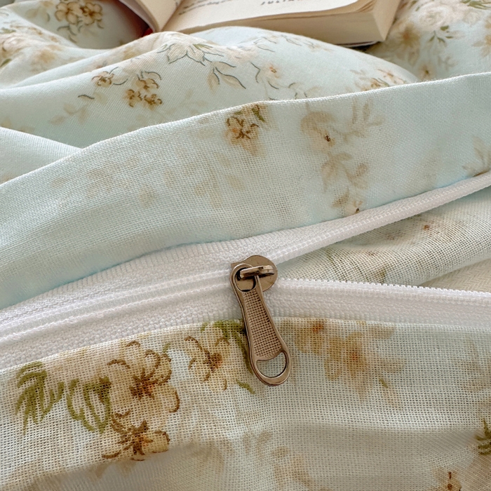 91家纺网 家纺一手货源 找家纺 雅居纺家纺 2025新款全棉双层纱四件套 蔷薇-兰