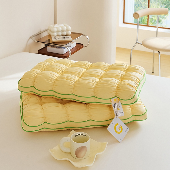 91家纺网 家纺一手货源 找家纺 微枕芯 2025新款法式云朵面包枕枕头枕芯48*74cm±2cm 法式云朵面包枕-黄色