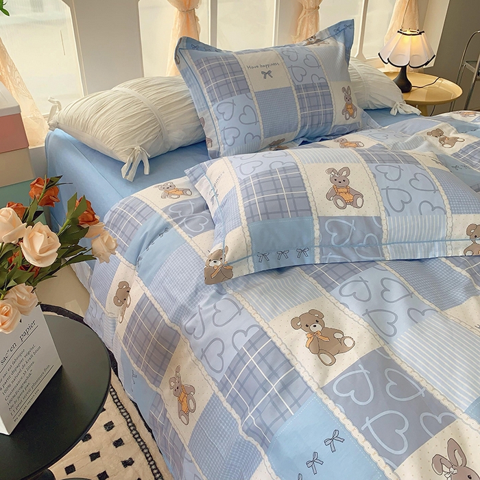 91家纺网 家纺一手货源 找家纺 2025新款亲肤舒适小清新全棉四件套小号标准都有 宠物城