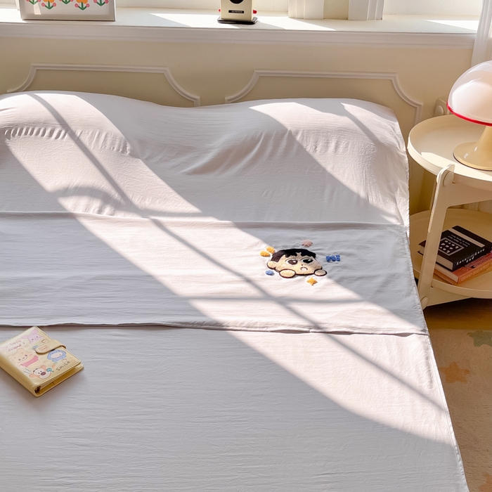 91家纺网 家纺一手货源 找家纺 柒星睡袋 2025新款a类水洗毛巾绣一次性隔脏睡袋 小新浅灰