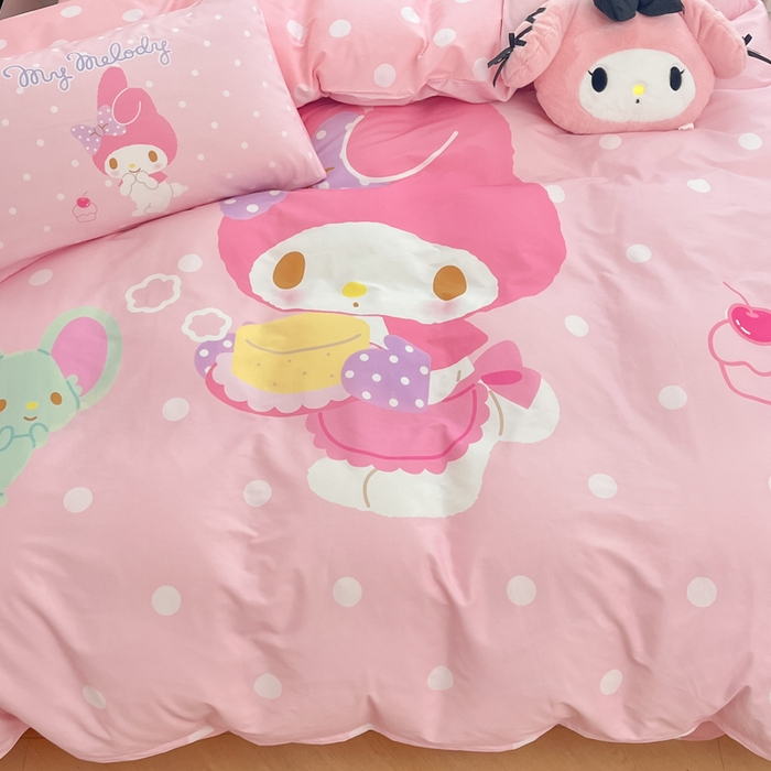 91家纺网 家纺一手货源 找家纺 暮思家居 2025新款正版授权三丽鸥大阪全棉数码印花纯棉四件套（第三批） 大版-波点美乐蒂